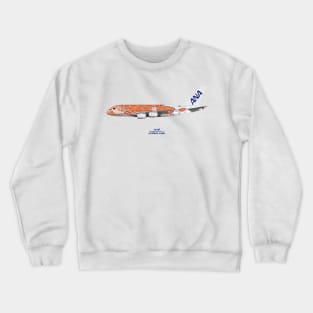 Illustration of ANA Airbus A380 - Flying Honu Ka La Crewneck Sweatshirt